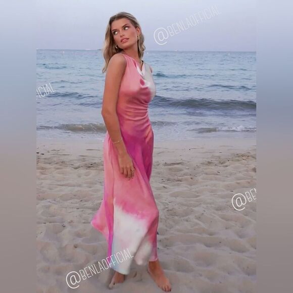 NWT ZARA Benla TIE DYE PRINTβMIDI DRESS - Picture 1 of 13